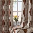 thumbnail image 3 of Wave Room Darkening Curtains Length Brown and Beige Panels Bedroom Jacquard Grommet Window Drapes for Living Room 26"W x 45"L (Pack of 2), 3 of 6