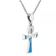 thumbnail image 3 of Egyptian Ankh Ribbon Knot Blue Turquoise Sterling Silver Necklace for Female Adult, 3 of 5