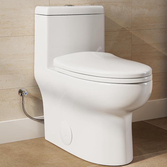HOROW Toilet One Piece Elongated with Dual Flush 1.28 GPF Soft Closing Seat for Bathroom 12" Rough-in