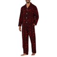 thumbnail image 2 of Dwelliawo Mens Silk Satin Pajamas Set Short Sleeve Sleepwear Button-Down Pjs Sets Two-Pieces Loungewear with Pockets Red 3xL, 2 of 3