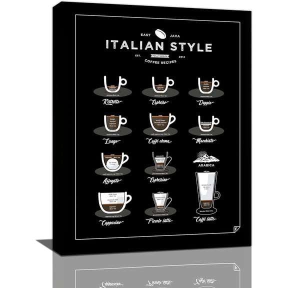 Coffee Bar Wall Art Bar Signs Wine Pictures Canvas Prints Painting Framed Artwork for Kitchen Bar12"x16"