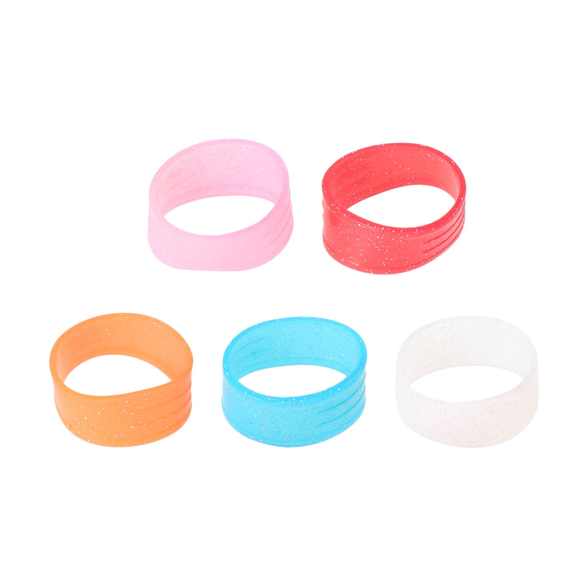 5PCS Tennis Racket Grip Bands Absorbent Sweat Tennis Squash Ring Clear Silicone Handle Wrap Overgrip (Red/Blue/Orange/White/Pink)