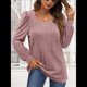 thumbnail image 5 of Camisas Tipo Túnica para Mujer, Camisas Holgadas de Larga, Camisas de Cuello Cuadrado Rosa M, 5 of 8