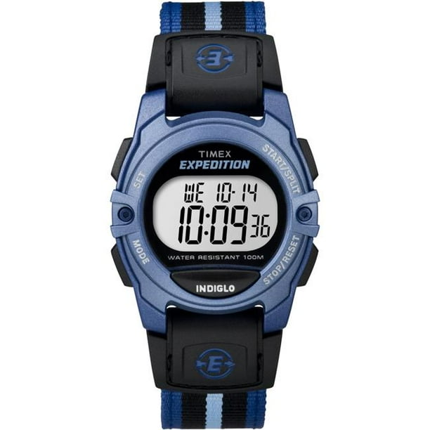 Timex Unisex Expedition Digital Cat Mid Size Watch Blue Stripe Nylon Strap 6061