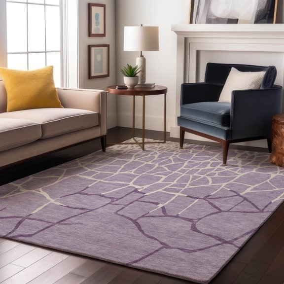 Addison Rugs Mayfield Premium Machine Washable Transitional Squares Lavender Rectangle Rug, 8' x 10'