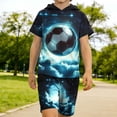 thumbnail image 6 of Atogsazn Kids Boys Summer Clothes Set Childrens Printed Short Sleeve Hooded Shirts & Shorts Outfit Hoodies Light Blue 11-12 Years Fashion, 6 of 7