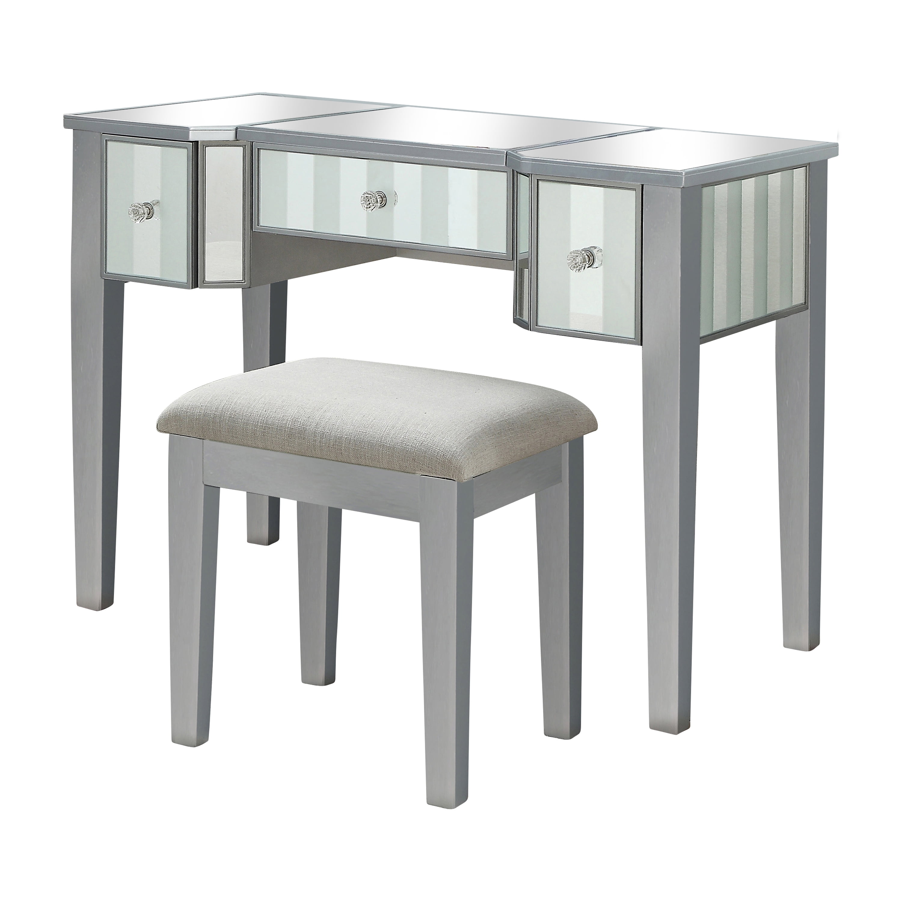 Furniture of America Boise Contemporary 2-Piece Lift-Top Vanity Set, Silver
