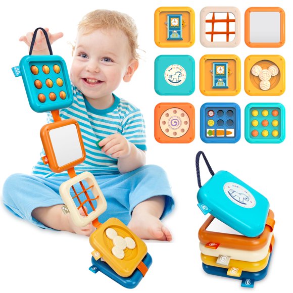 Montessori Busy Board weirtoya Baby de 1 año con 8 actividades