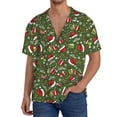 thumbnail image 1 of Balery Christmas Hat sock Camisa Casual de Manga Corta con Botones para Hombre, Texturizada, Estilo Cubano, para Playa, Verano-Medium, 1 of 5