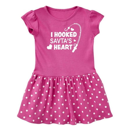 

Inktastic I Hooked Savta s Heart with Fishing Rod Gift Baby Girl Dress