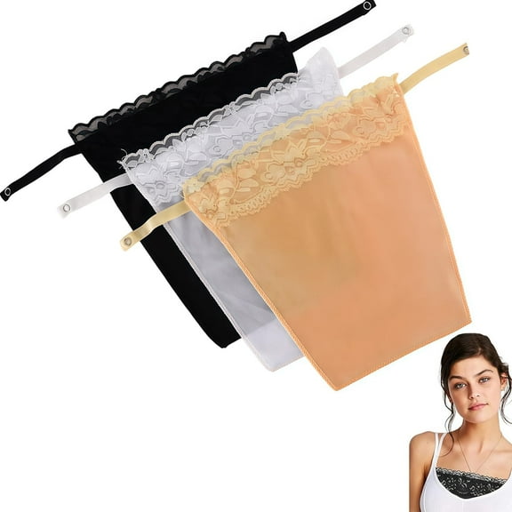 3pcs Lady Lace Clip-On Mock Camisole Bra Insert, Modesty Panel Overlay Vest for Women