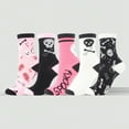 thumbnail image 2 of 5 Pairs Pink Halloween Socks for Women Spooky Funny Pumpkin Ghost Crew Socks Unisex, 2 of 5