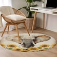 thumbnail image 4 of Round Rug 3.3Ft Washable Non-Slip, Vintage Elephants Circle Area Rugs for Living Room Bedroom, Spring Summer Sunflowers Daisy Floral Indoor Floor Mats Carpet Runner for Home Decor Aesthetic, 4 of 8
