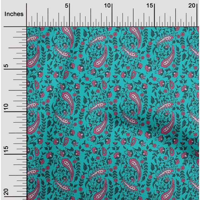 oneOone Viscose Jersey Fabric Leaves|Floral & Paisley Block Print Fabric BTY 60 Inch Wide