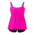 thumbnail image 4 of Womens High Waist Tankini Top for Plus Size Swimwear Solid Color Beach Vacation Swim Shirt with Built In Bra, 4 of 4