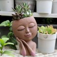 thumbnail image 7 of Face Head Planter Succulent Plant Flower Pot Resin Container With Drain Holes Flowerpot Figure Garden Decor Tabletop Ornament, 7 of 7