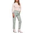 thumbnail image 2 of Pantalones de tartán a cuadros para mujer INSPIRE CHIC, elásticos, de cintura alta, rectos y largos, talla M, verde claro, 2 of 5