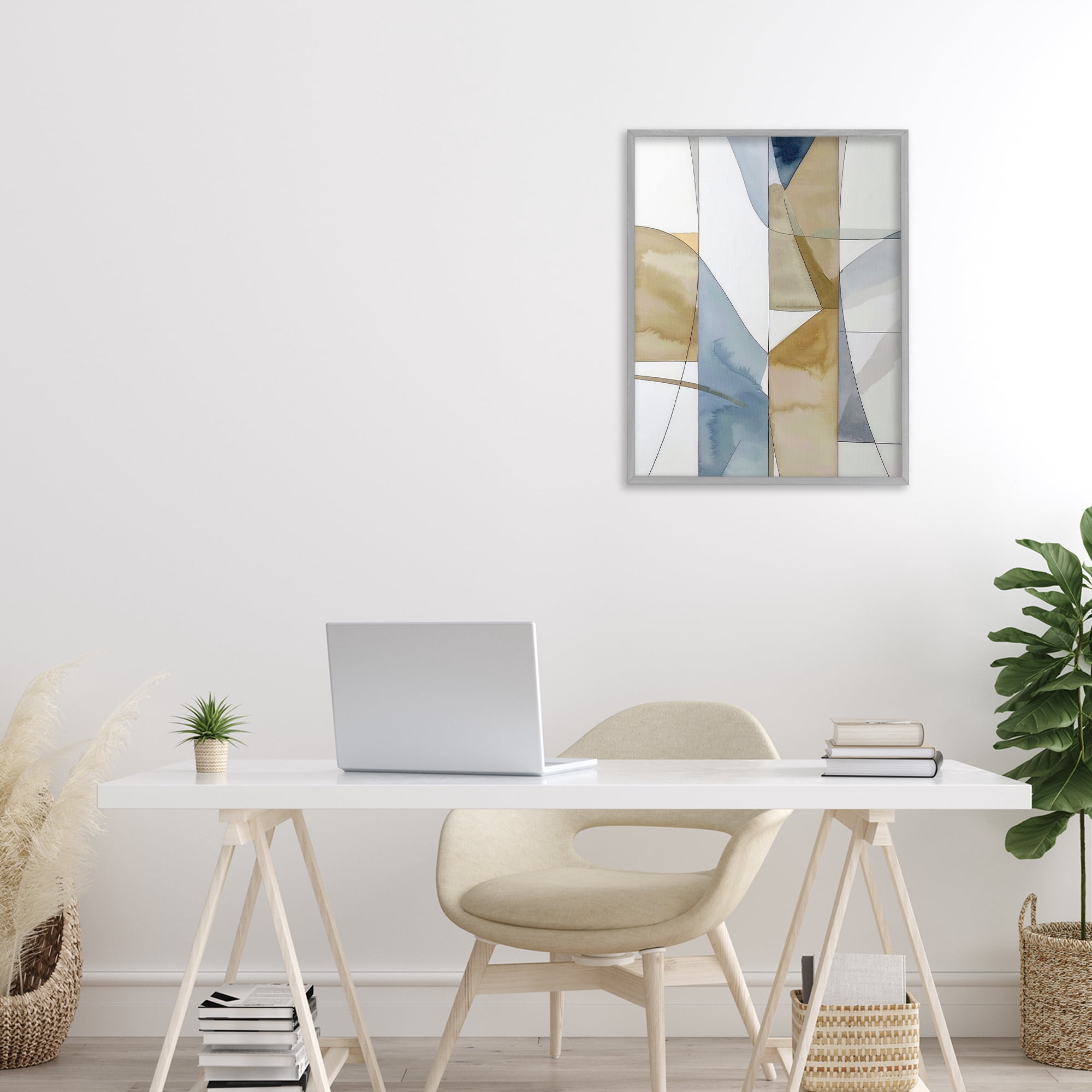 Stupell Industries Geographic Abstract Sections Gray Framed Giclee Art, design by Alonza Saunders