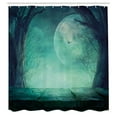 thumbnail image 3 of Ambesonne Teal Shower Curtain, Spooky Forest Halloween, 69"Wx84"L, Teal, 3 of 5