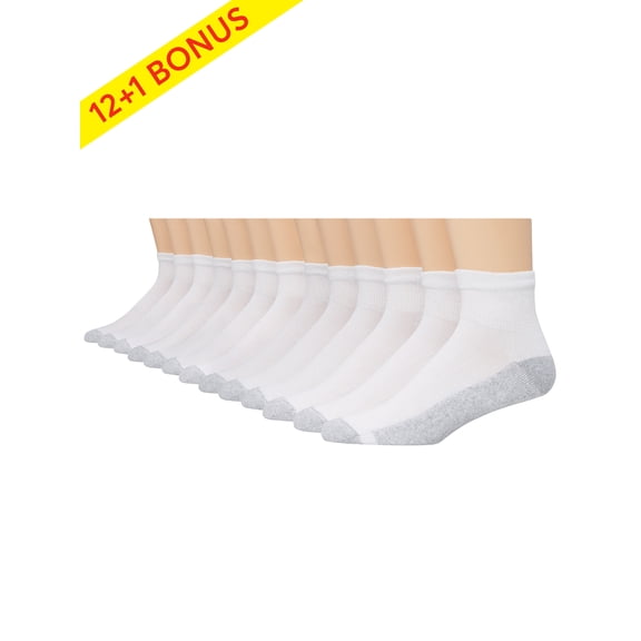 Hanes Men's Big & Tall Cushion Ankle Socks, 12 1 Bonus Pack