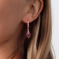 thumbnail image 3 of Gem Stone King 18K Rose Gold Plated Silver Red Garnet Pink Moissanite and White Lab Grown Diamond Drop Dangle Earrings for Women (3.09 Cttw, Heart Shape 7MM, Round 4MM), 3 of 3