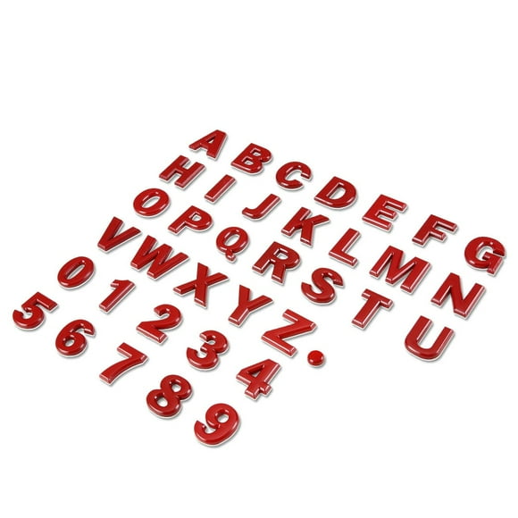 DNA Motoring EM-L-LETTER-6-RD Red Letter Number Decal Emblem Badge Sticker for Auto Car Truck Motorcycle Logo - 6
