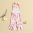 thumbnail image 4 of EnJoCho Children Casual Romper Toddler Girls Sleeveless Striped Floral Prints Romper Backless Bell Bottoms Jumpsuit Clothes Baby Kids Trendy Bodysuit Outfits, 4 of 6
