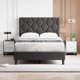 thumbnail image 3 of Tamaño completo marco de cama: forrado platform con fabric cabecero in ornate diamond design, non - slip solid wood slats support, fácil montaje, noise - free, light gray, 3 of 8