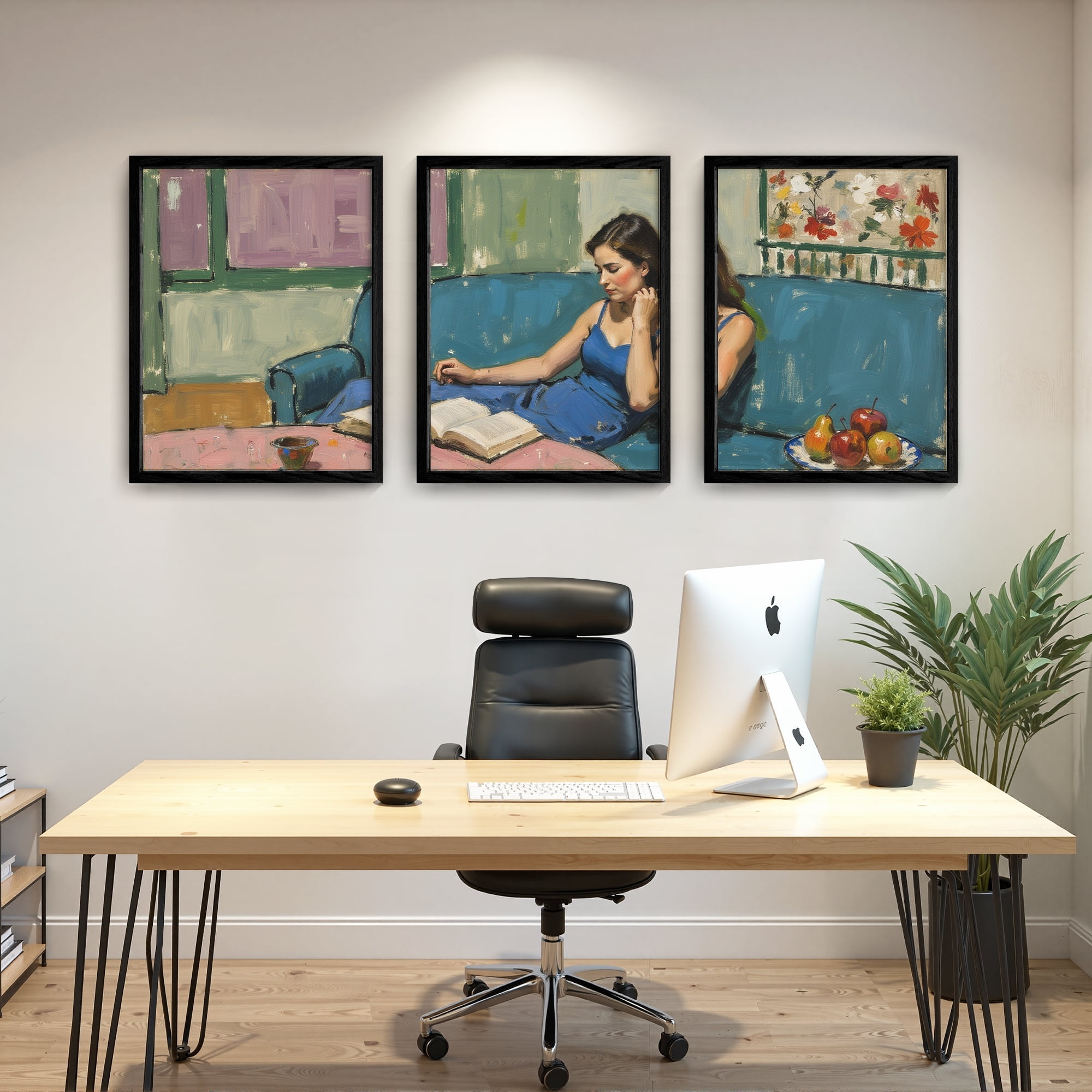 MAYEERTY Modern Abstract Wall Art Painting, Living Room Decor, Black Wood Frame, 23.6"x17.7"