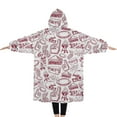 thumbnail image 2 of Oversized Wearable Blanket Hoodie,Red Football Event Elements Pattern Sherpa Blanket Hoodie with Super Pockets,Super Warm Fuzzy Pullover for Women & Men, 2 of 6