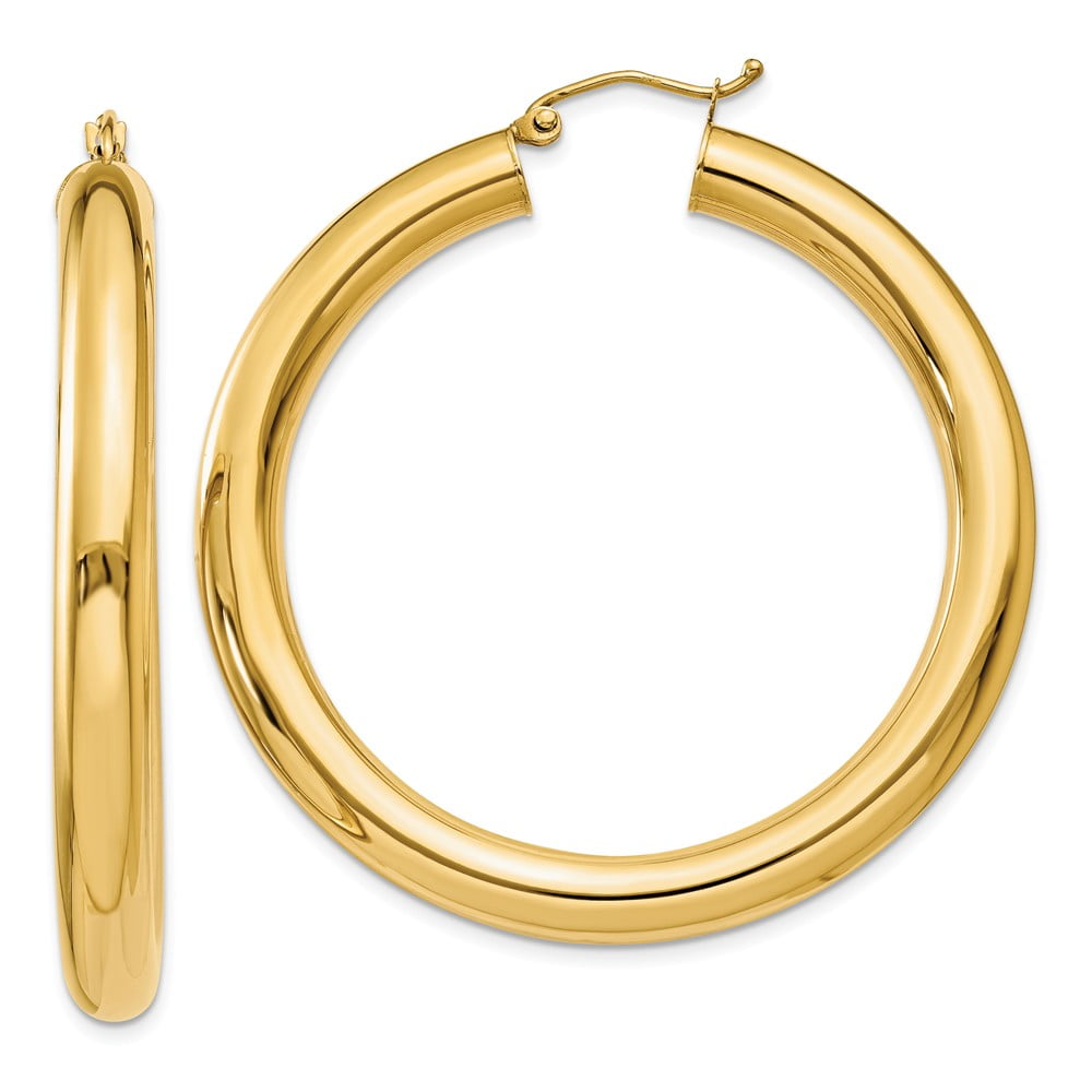 Mia Diamonds 14k Gold Rose and White Gold Polished Oval Tube Hoop Earrings