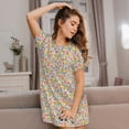 thumbnail image 3 of Easygdp Watercolor Wildflowers Camisón de manga corta para mujer, informal, estampado, 3 of 6