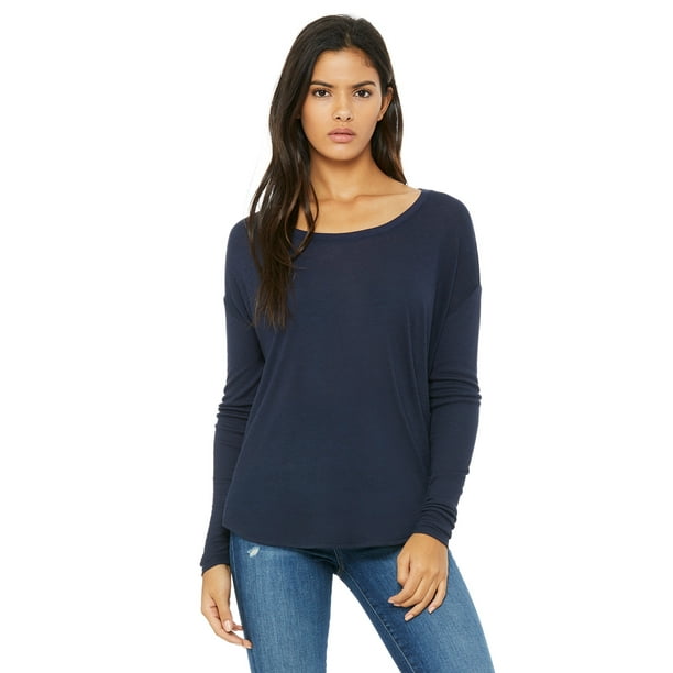 Download BELLA+CANVAS - Bella + Canvas Ladies' Flowy Long-Sleeve T-Shirt with 2x1 Sleeves - 8852 ...