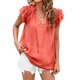 thumbnail image 1 of SAYOO , camisetas de manga con volantes para mujer, camisetas informales de vendaje sueltas de verano de Color sólido, blusa, ropa de calle SAYOO  Moda, 1 of 9