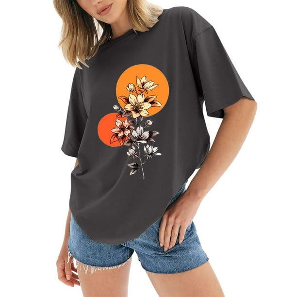 Gibobby Playera Corte clasico para Mujer Camisetas tamano para mujer camisetas holgadas manga corta con cuello redondo blusa informal verano camiseta bas Gris M Walmart en linea