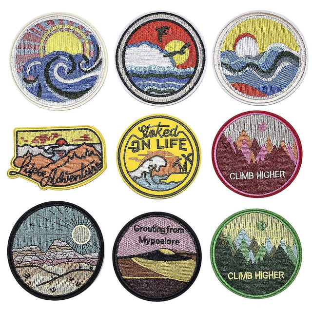 Iron-on Patches For Kids And Adults, Sets Of 9 Patches, Sew-on And Embroidered Fabric Patches For Jeans/locker Rooms/trunks/hats/shoes/backpacks And O