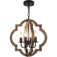 thumbnail image 2 of Farmhouse Orb Chandelier, Rustic Wood Chandelier for Dining Room, 4-Light Pendant Light for Kitchen Island Hallway Foyer Entryway Bedroom, Adjustable Height, 2 of 7