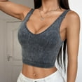 thumbnail image 4 of Ltctricy Tank Tops for Women Trendy Ribbed Backless V Neck Sleeveless Slim Basic Crop Tops Going out Cami Shirts, 4 of 6