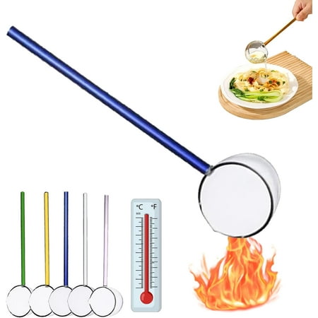 

Heat Resistant Glass Ladle High Borosilicate Multi-purpose Long Spoon Ergonomic Glass Spoon Beautifully Designed Decorative Spoon for Easy Cleaning.(Blue)