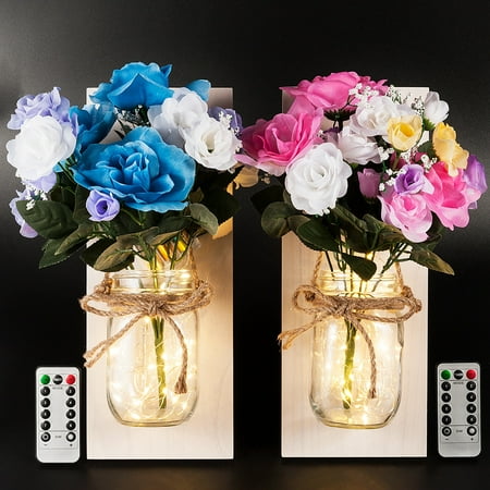 

2pc Rustic Sconces for Wall Decor- White Wall Sconce Home Decor Clearance for Living Room Hanging Lights with Remote Control Multicolor