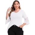 thumbnail image 4 of Daystry Women's Plus Size Top 3/4 Sleeve Shirt Dressy Tunic Blouse White-1X, 4 of 10