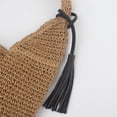 thumbnail image 3 of Nvzi Bolso de hombro tejido, bolso de mano tejido y bolso de cosméticos, bolsos de mano tejidos elegantes para playa de verano 15,74 x 0,78 x 12,59 pulgadas, color caqui, 3 of 4