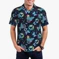 thumbnail image 3 of Balery Blue Butterfly Printed Men’s Short Sleeve Polo Shirt, Midweight Men's Shirt,Golf Polo shirts -Small, 3 of 9