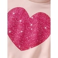 thumbnail image 5 of Jolyshlid Girls 4 Piece Outfits Heart Printed Crewneck Sweatshirt and Flare Pants Set Kids Long Sleeve Casual Clothes,Pink Apricot,7-8Y, 5 of 10