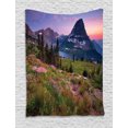thumbnail image 1 of Scenic Summer Tapestry, Wild Floral Meadow in Alpine Mountains Sunset Nature Photo, Wall Hanging for Bedroom Living Room Dorm Decor, 60W X 80L Inches, Dark Ceil Blue and Multicolor, by Ambesonne, 1 of 2