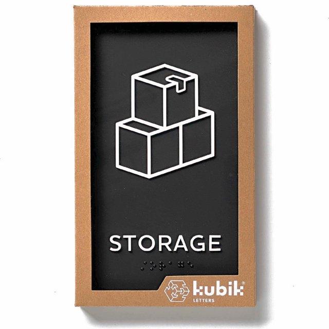 Kubik Letters Panneau de Rangement, Design Moderne Conforme ADA Panneau de Porte avec Braille Grade 2 pour Espace Privé avec Ruban Adhésif Double Face 3M