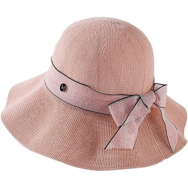 CoCopeaunts Women's Bucket Hats Beach Sun Hats UV Protection Stylish Cute  Bow Breathable Flax Durable Casual Rain Hats for Hiking Golf 