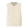 thumbnail image 4 of Women's Lightweight Down Vest, Sleeveless Quilted Puffer Jacket with Cotton Blend Shell, Warm Winter Insulated Vest, Slim Fit Casual Sleeveless Coat for Women, Cold Weather Thermal Vest Beige XXL, 4 of 4