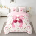 thumbnail image 2 of Erosebridal Cherry Bow Bedding Sets Twin Size,Dreamy Princess Comforter Sets with Sheets,Pink Green Bed in a Bag Twin size,Microfiber Kawaii Room Decoration,Reversible,7pcs, 2 of 6