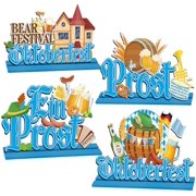 Oktoberfest Party Table Decorations - 4PCS Oktoberfest Wooden Table Centerpieces Decoration for German Bavarian Beer Theme Wooden Sign Decor Baby Shower Supplies